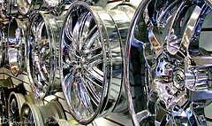 Shiny rims lined up